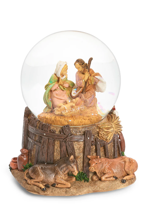 RM Fontanini Holy Family Stable Musical Glitterdome