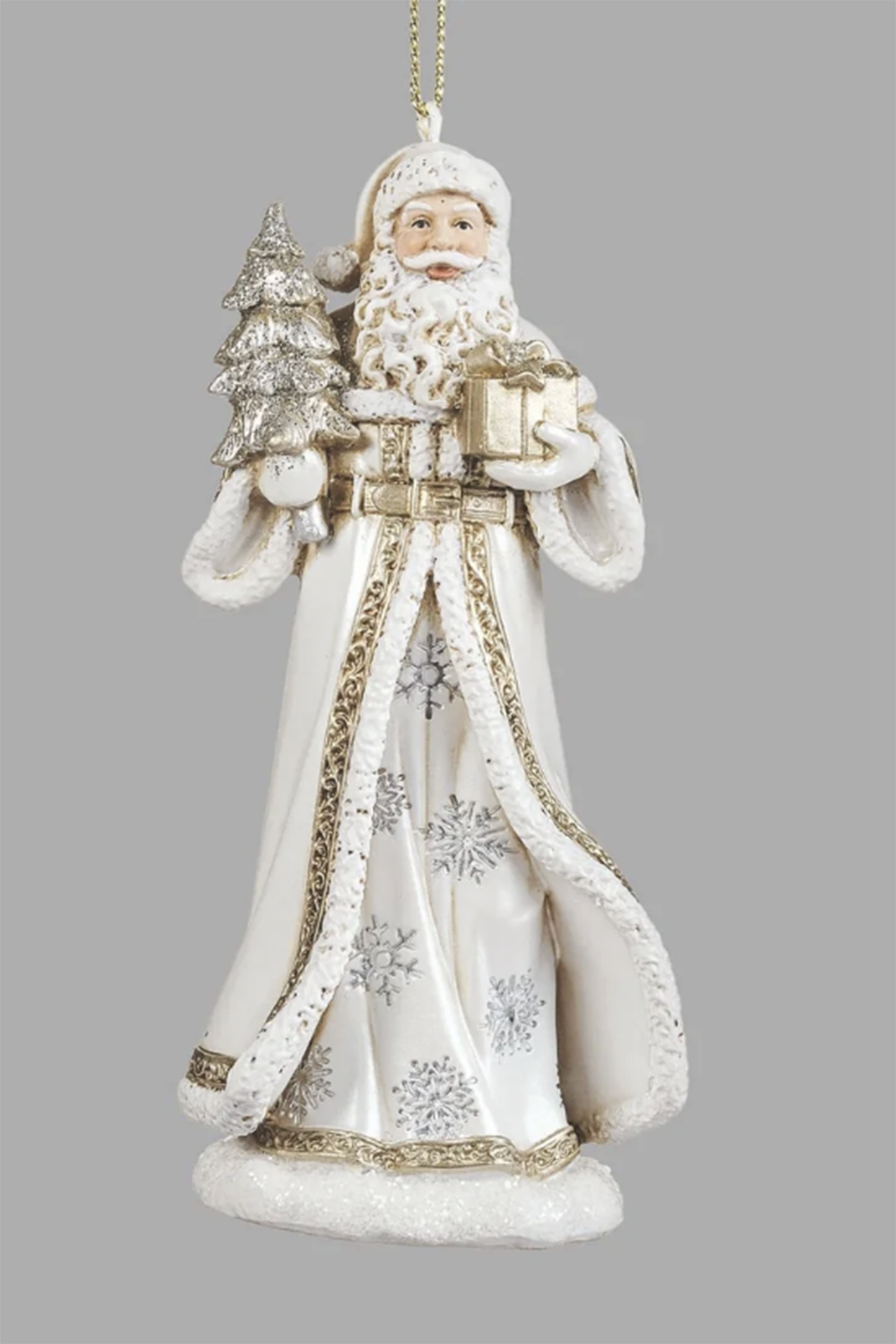 Resin Ornament - Santa Holding Present