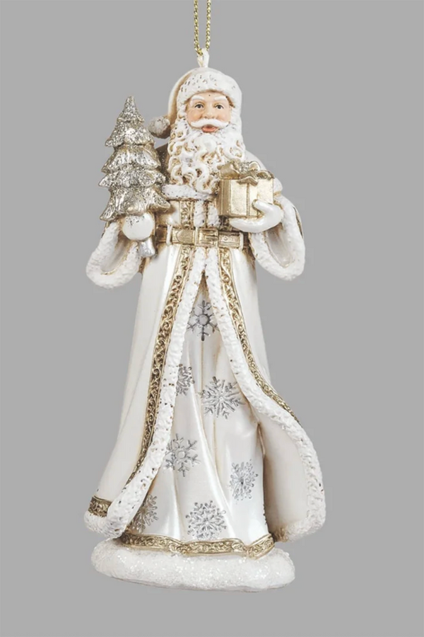 Resin Ornament - Santa Holding Present