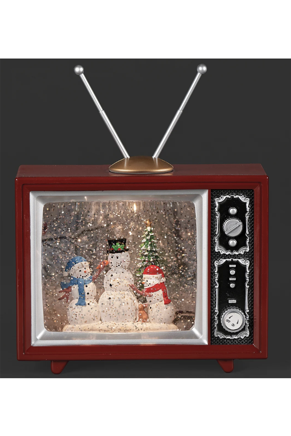 RM Lighted Swirl TV with Snowmen