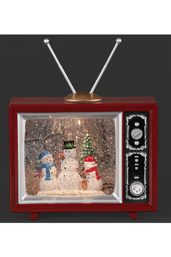RM Lighted Swirl TV with Snowmen