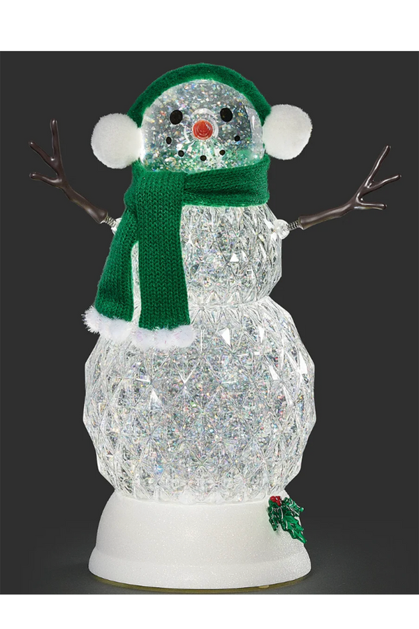 RM Lighted Faceted Snowman with Green Scarf