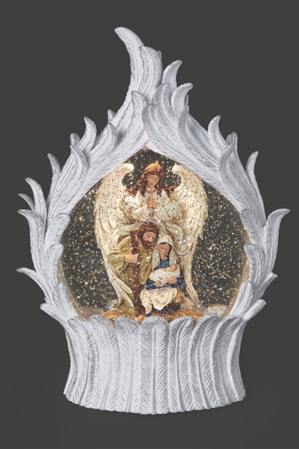 RM Lighted Holy Family in Angel Wing Frame