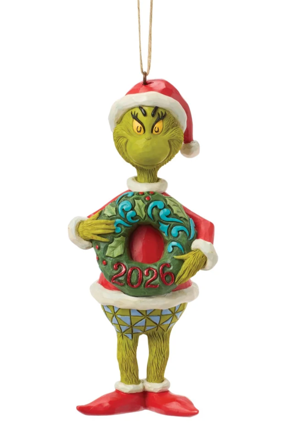 Funky Ornament - Grinch with 2026 Wreath
