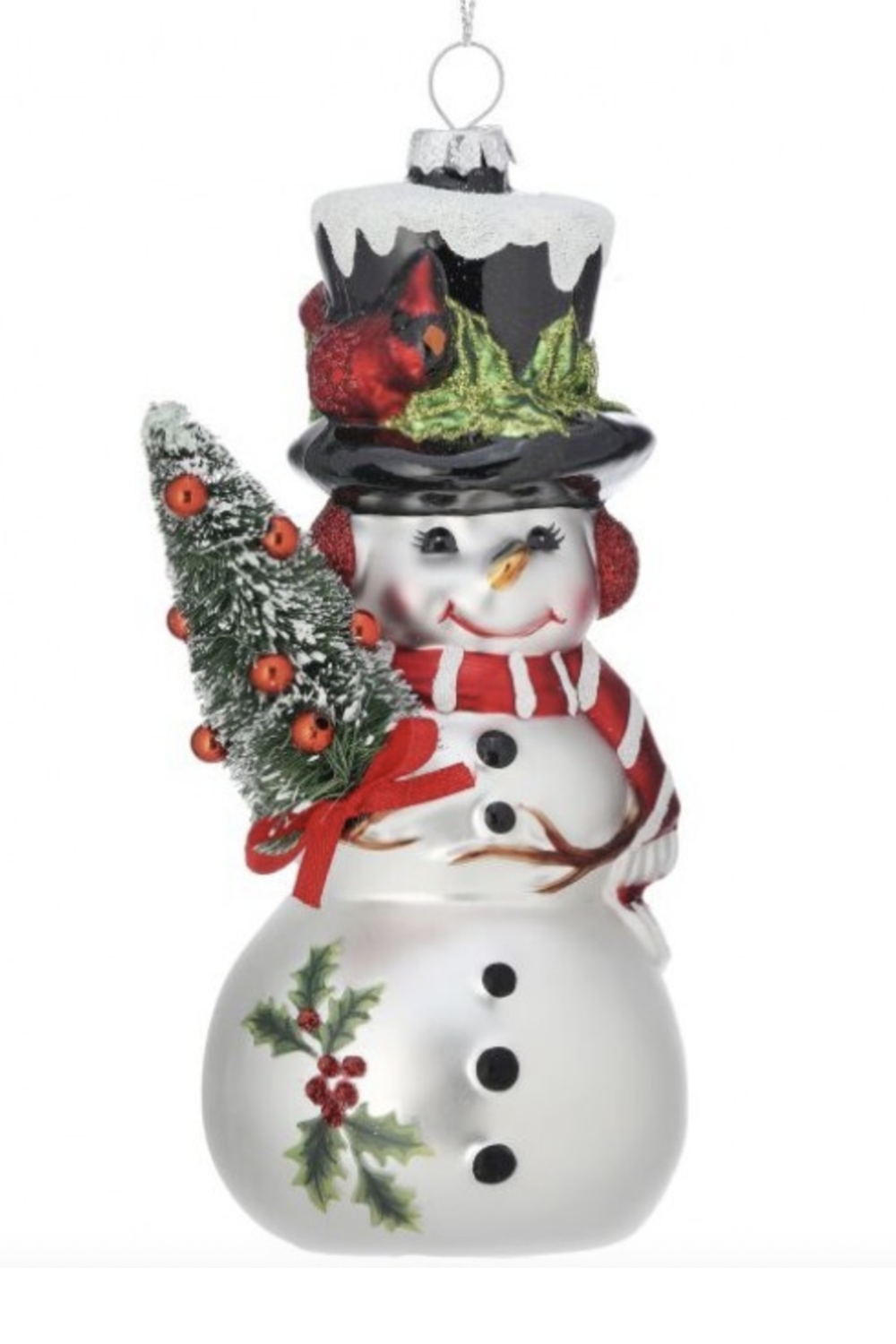 Glass Ornament - Snowman and Tree Cardinal