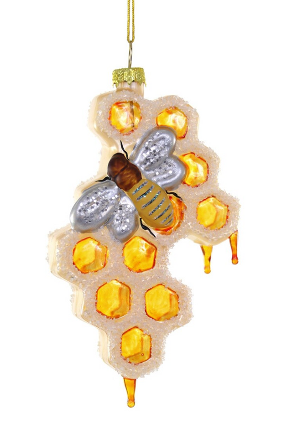 Glass Ornament - Drippy Honeycomb