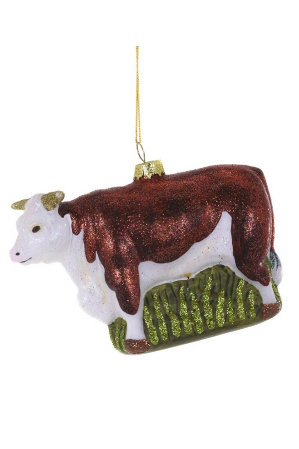 Glass Ornament - Folk Art Bull