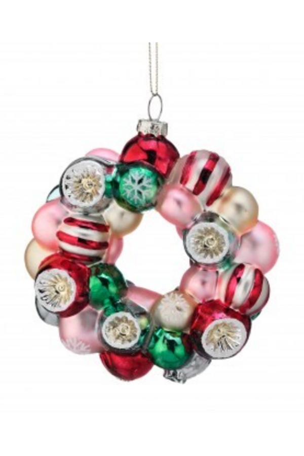 Glass Ornament - Candy Wreath