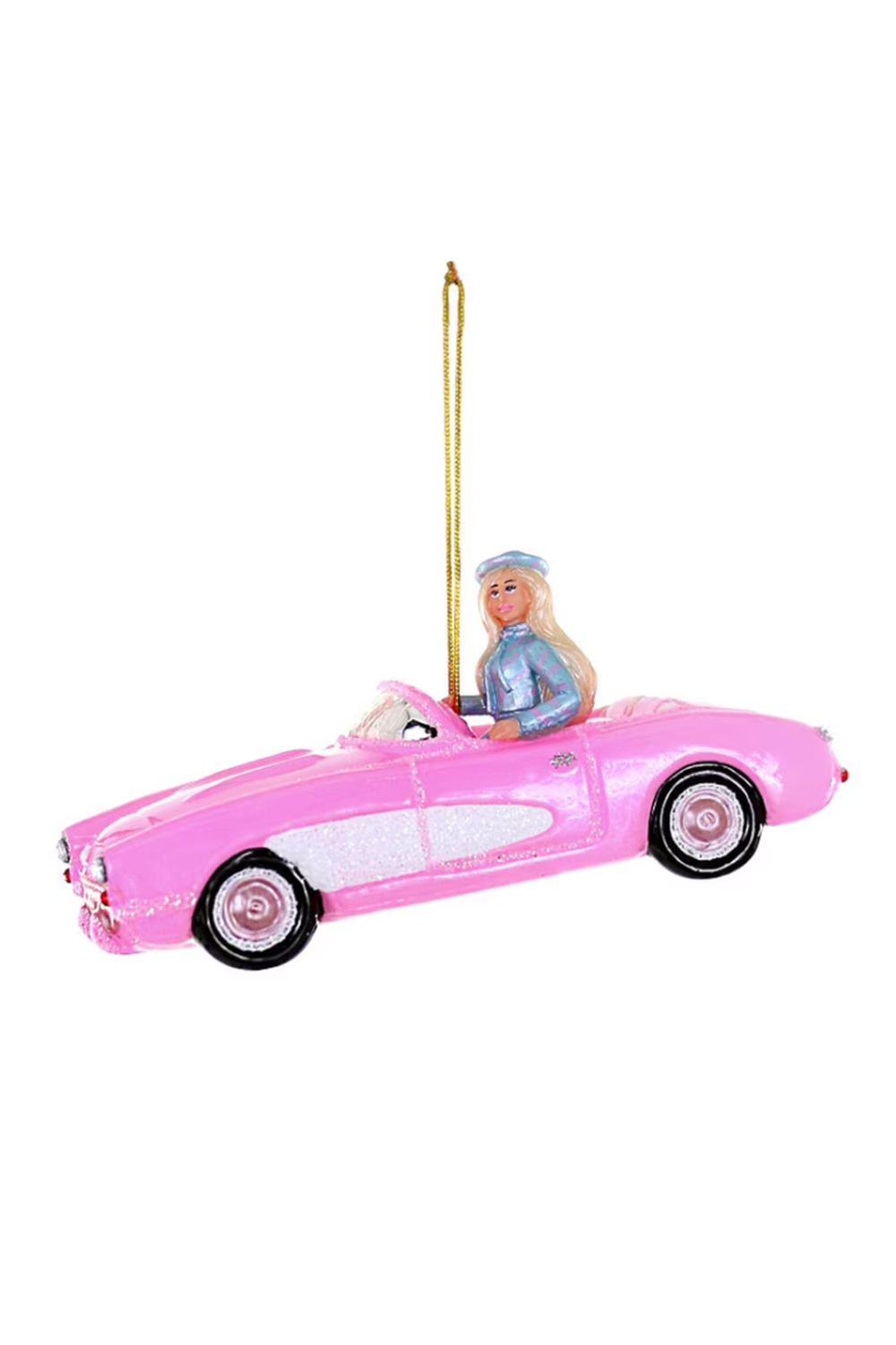 Glass Ornament - Pink Corvette