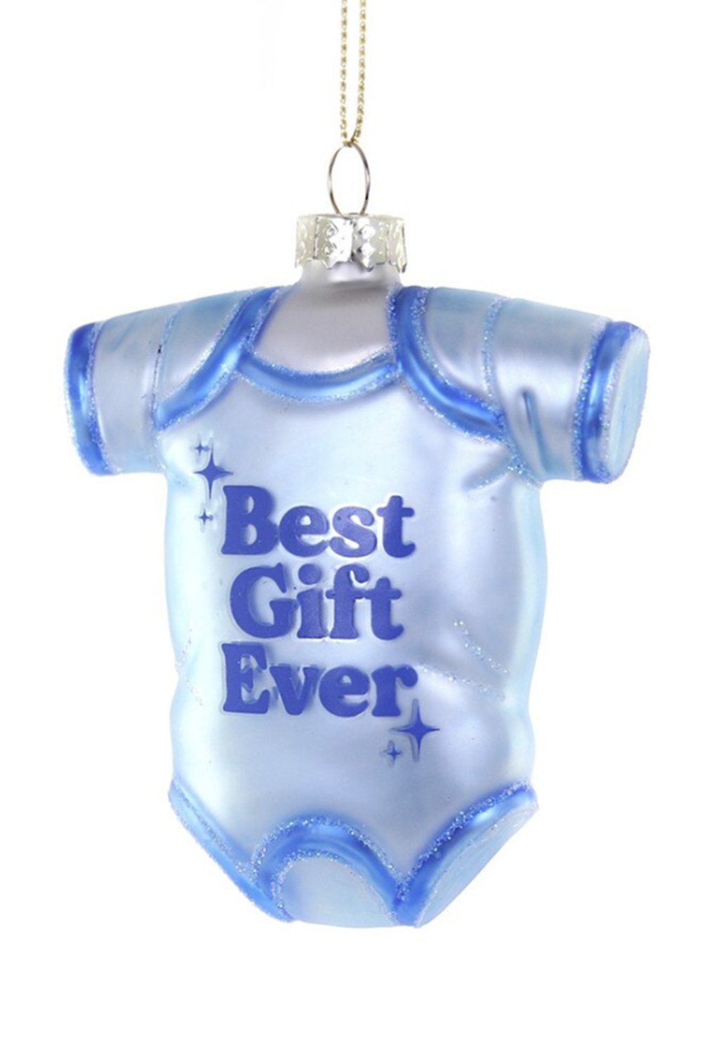 Glass Ornament - Best Gift Ever Onesie Blue