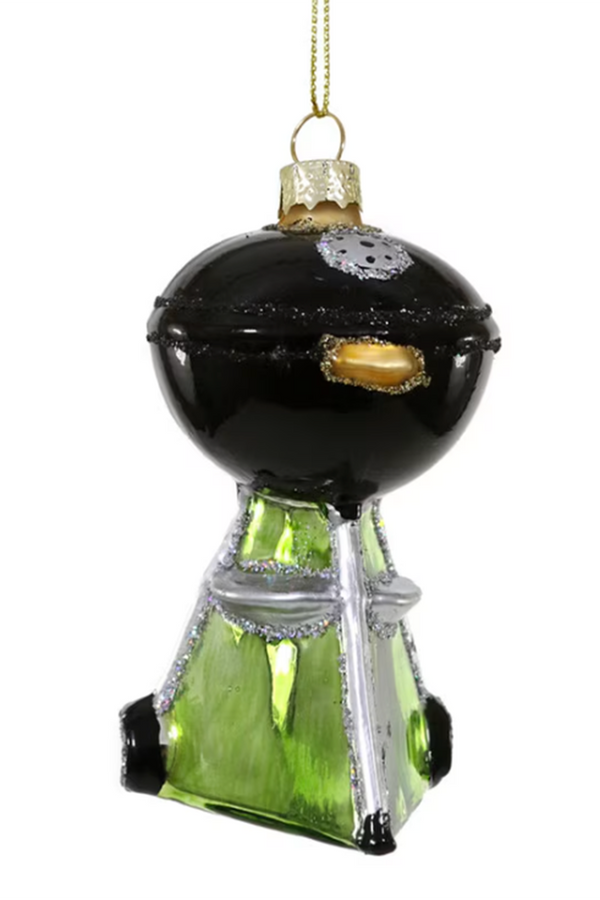Glass Ornament - Backyard Grill Black
