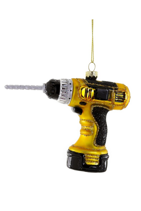 Glass Ornament - Cordless Drill Yellow