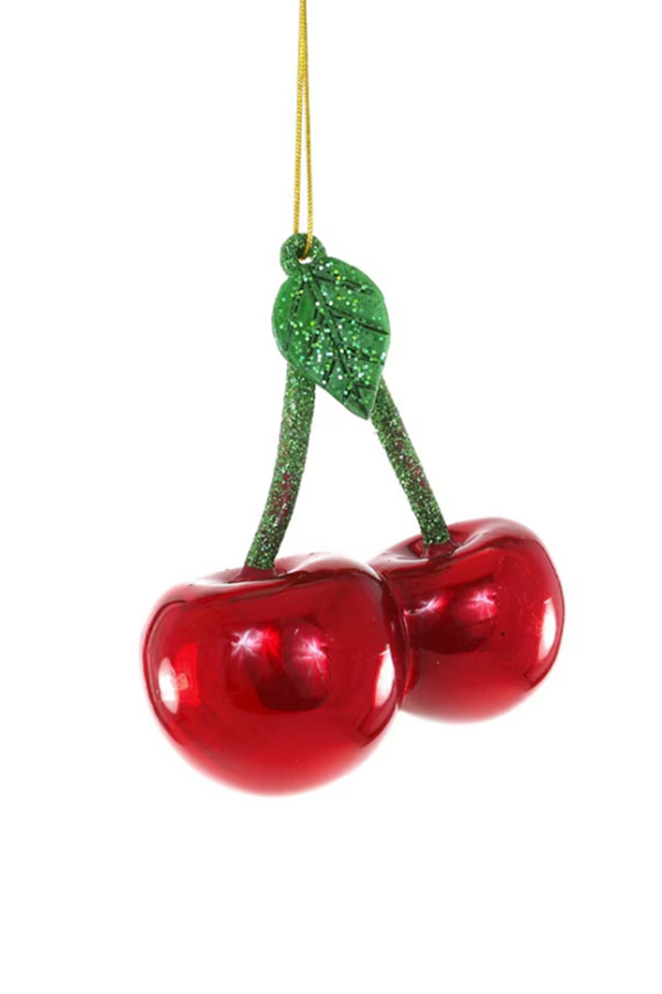 Glass Ornament - Cherries Pair