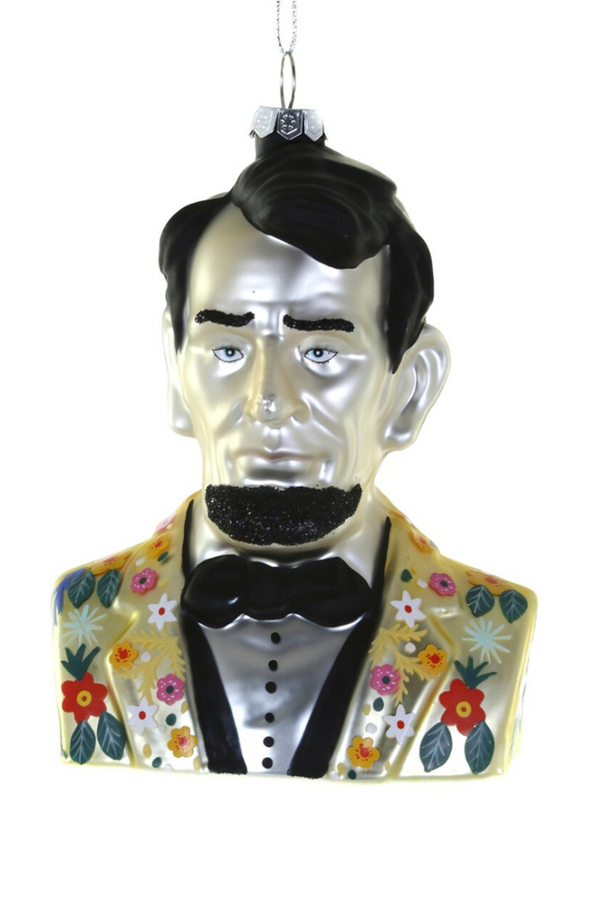 Glass Ornament - Hipster Abraham Lincoln