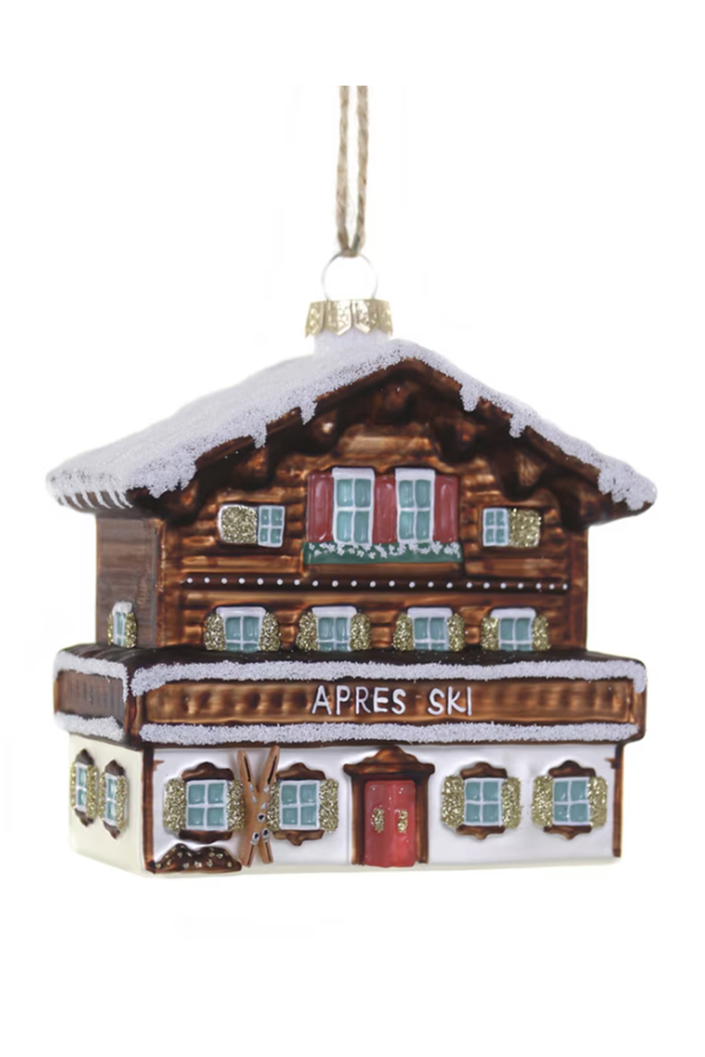Glass Ornament - Ski Chalet