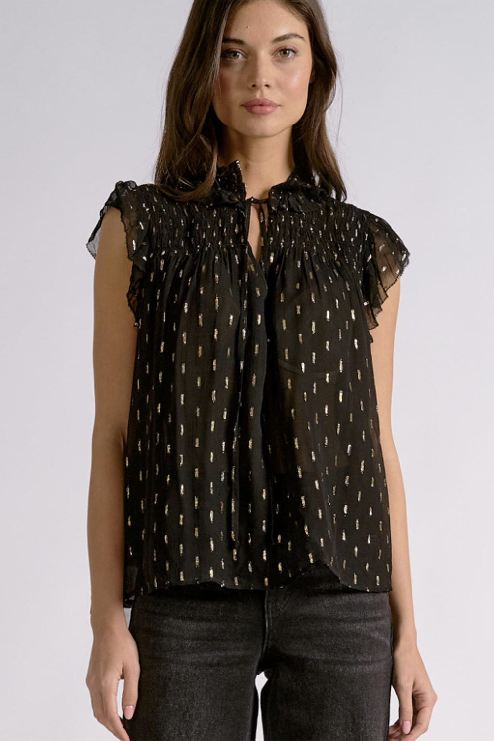 EL Holiday Sleeveless Sparkle Tank - Black & Gold