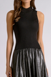 EL Maxi Faux Leather + Mock Neck Sleeveless Dress - Black
