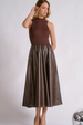 EL Maxi Faux Leather + Mock Neck Sleeveless Dress - Espresso Brown