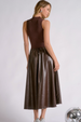 EL Maxi Faux Leather + Mock Neck Sleeveless Dress - Espresso Brown