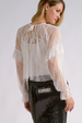 EL Long Sleeve Ruffle Sheer Panel Top - White