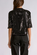 EL Shimmer Crewneck Holiday Top - Black