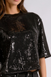 EL Shimmer Crewneck Holiday Top - Black