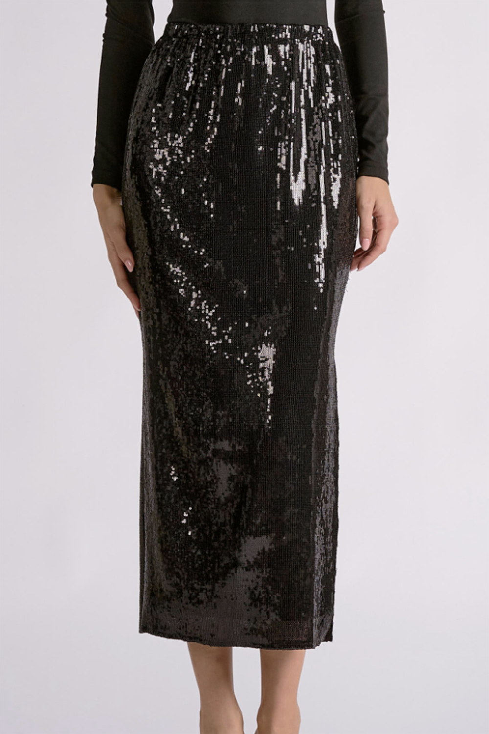 EL Shimmer Maxi Holiday Skirt - Black