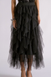 EL Midi Ruffle Tulle Skirt - Black