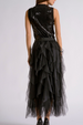 EL Midi Ruffle Tulle Skirt - Black