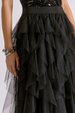 EL Midi Ruffle Tulle Skirt - Black