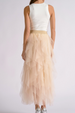 EL Midi Ruffle Tulle Skirt - Beige