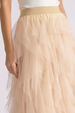 EL Midi Ruffle Tulle Skirt - Beige