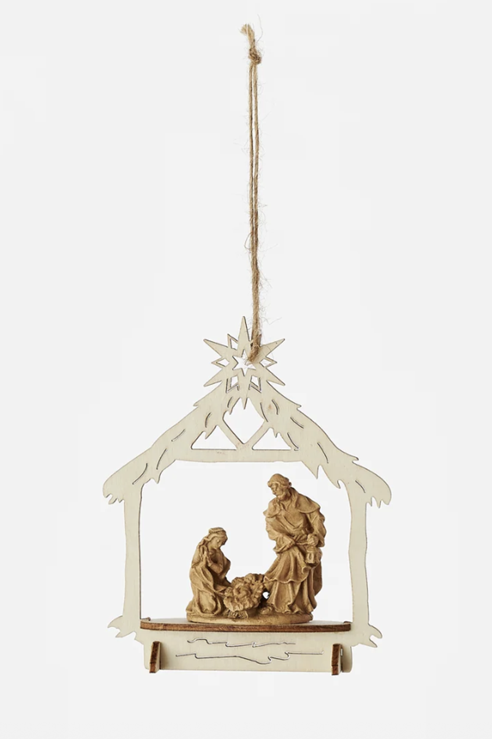 Wooden Ornament - Wood Frame Nativity