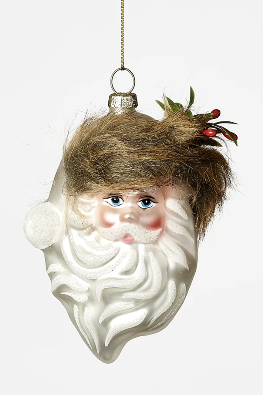 Glass Ornament - Woodsy Santa Head