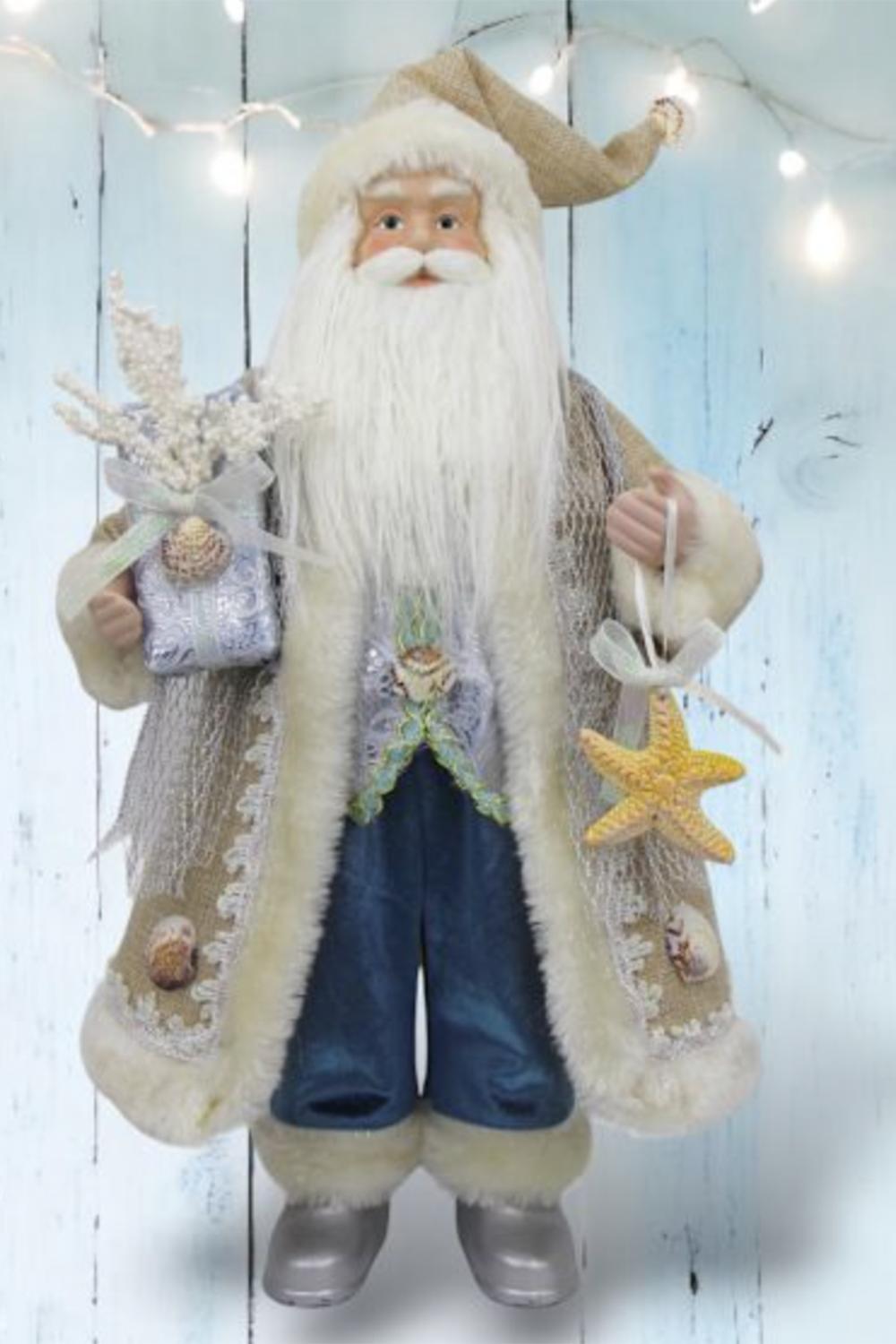 Coastal Santa in Teal Pants Figure
