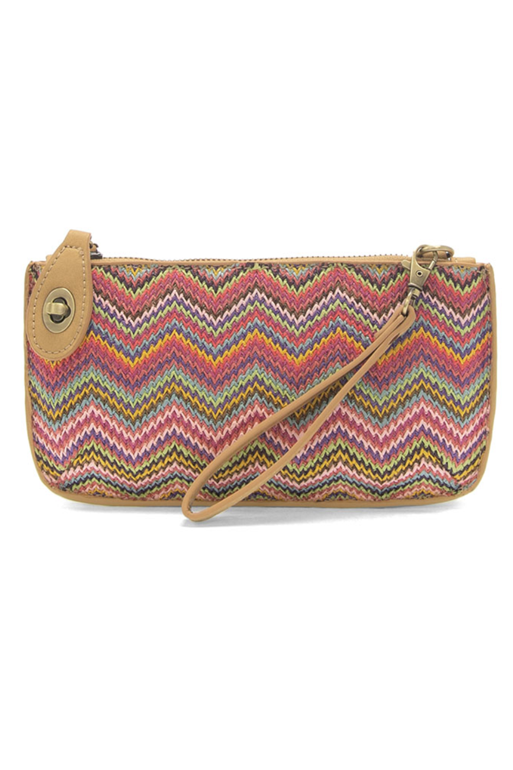 Joy Mini Crossbody Wristlet Clutch - Straw Pink Multi