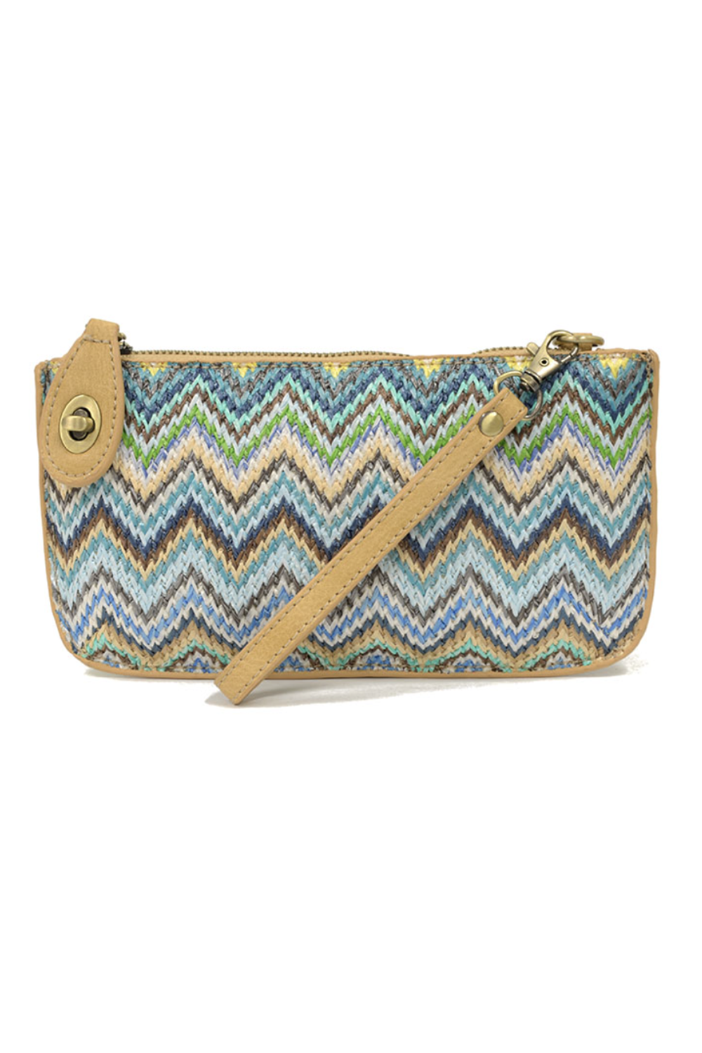 Joy Mini Crossbody Wristlet Clutch - Straw Aqua Multi