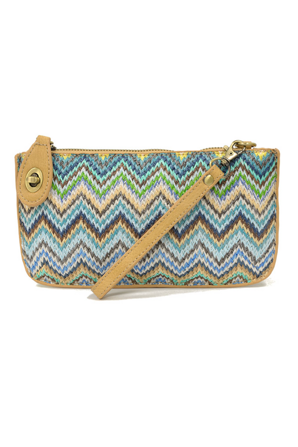 Joy Mini Crossbody Wristlet Clutch - Straw Aqua Multi