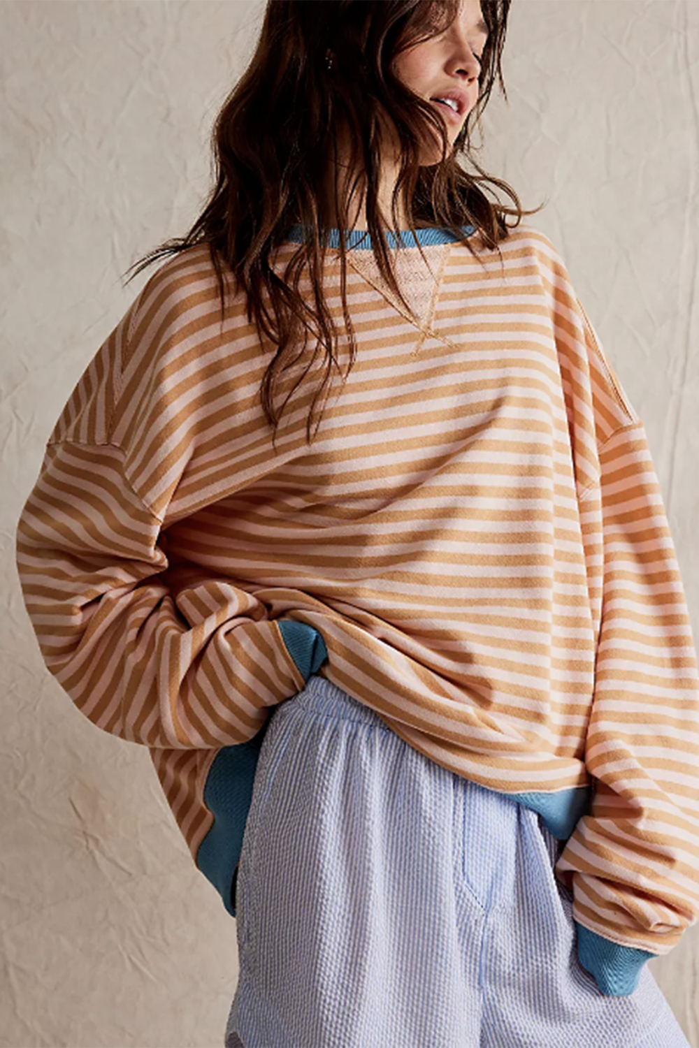 FP Classic Striped Crew Top - Latte Combo