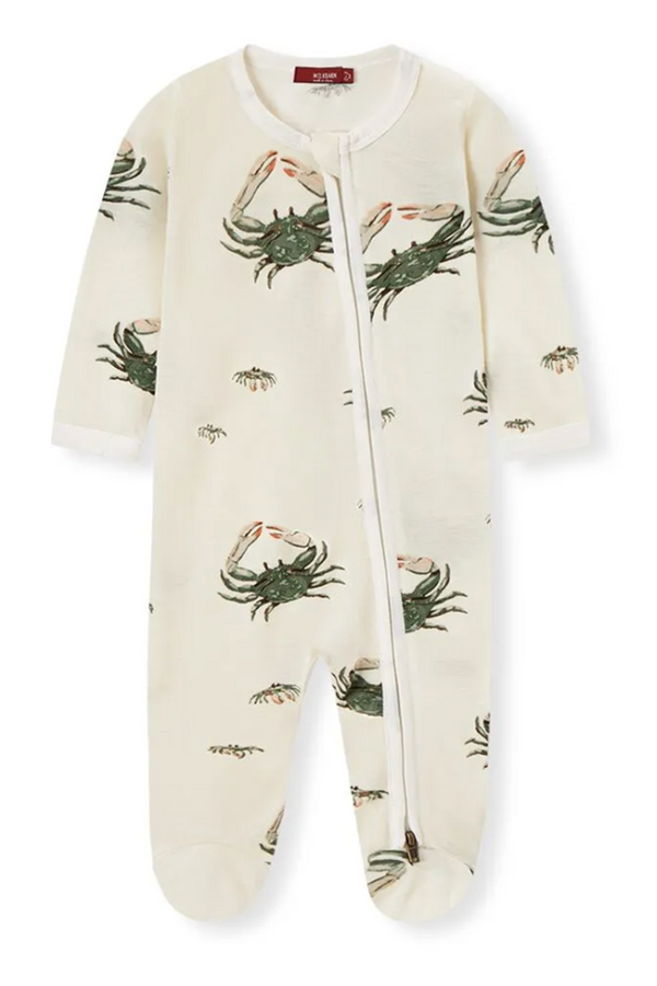 MB Bamboo Footed Romper - Coastal Crab