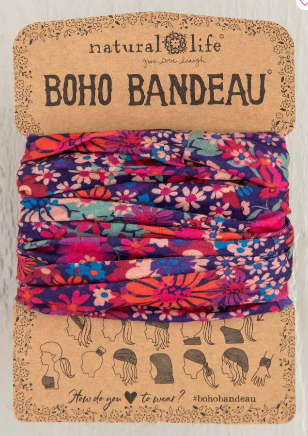 Boho Bandeau - Dark Red Pink Floral