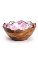 Wood Hydrangea Bowl - Scalloped Pink