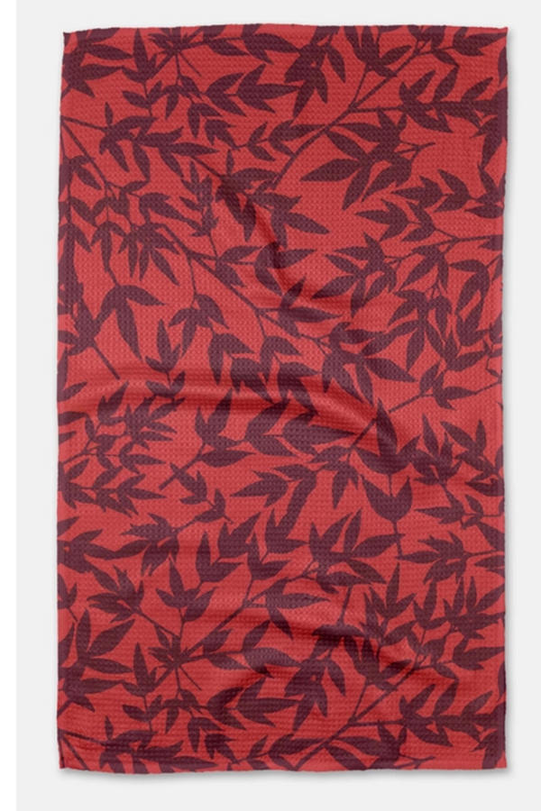 Geometry Kitchen Tea Towel - Burgundy Branches