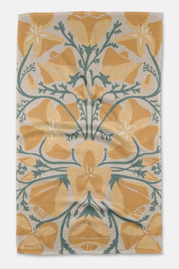 Geometry Kitchen Tea Towel - Golden Poppy