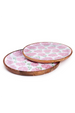 Hydrangea Round Wooden Tray Pink