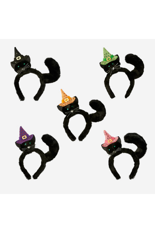 Cat with Witch Hat Headband