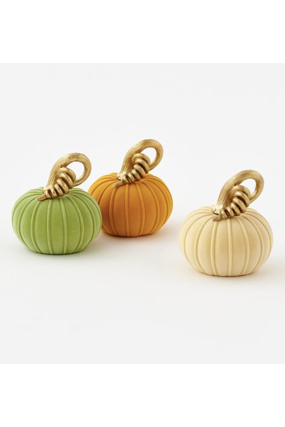 Flocked Pumpkin with Gold Stem