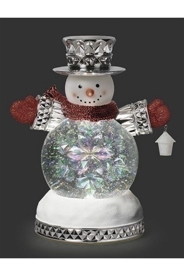 Water Lighted Swirl Snowman Figure