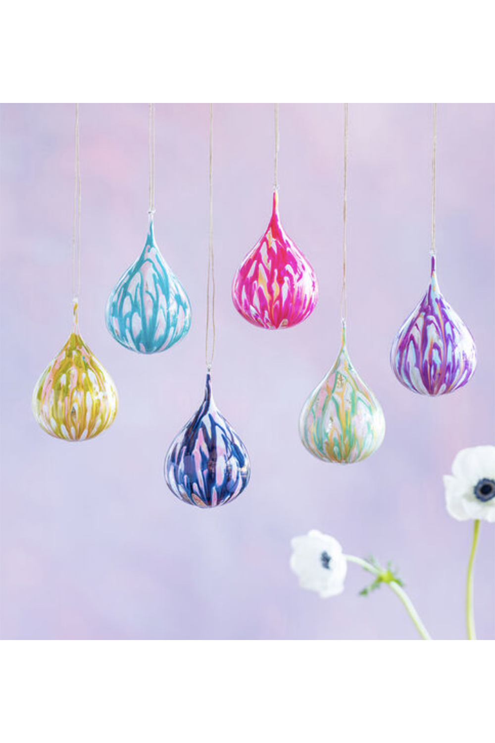 Glass Ornament - Marble Teardrop