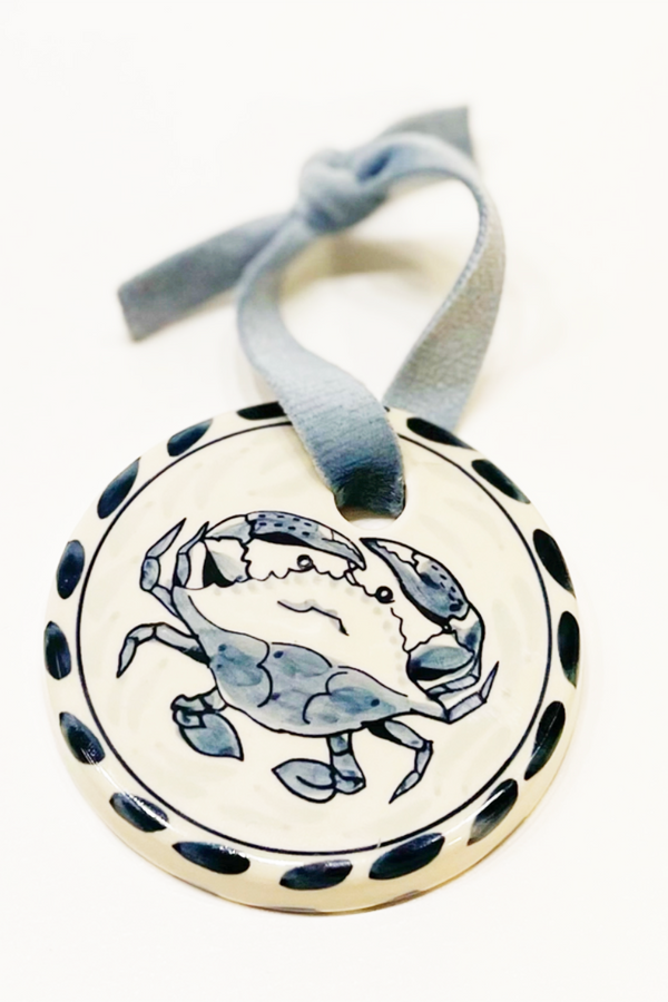 Ceramic Ornament - Blue Crab Circle